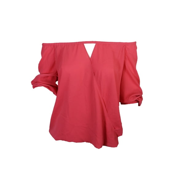 Inc International Concepts Womens Coral Surplice Keyhole Blouse S