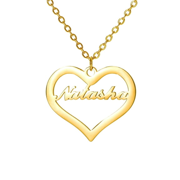 Name Custom Necklace Custom Name Love Heart Pendant Personalized Heart Stainless Steel Name Necklace for Women Valentine's Day Gift