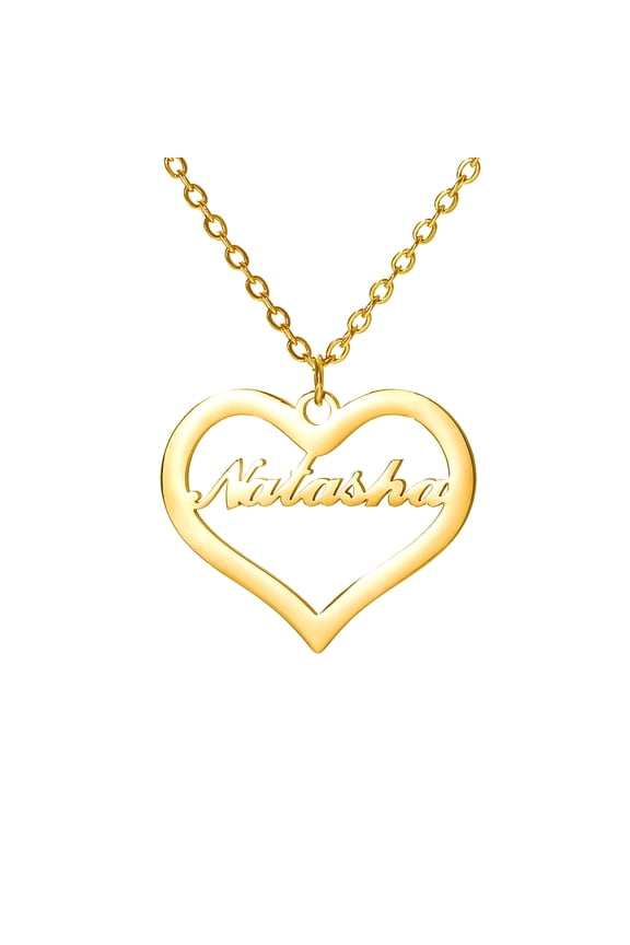 Name Custom Necklace Custom Name Love Heart Pendant Personalized Heart Stainless Steel Name Necklace for Women Valentine's Day Gift