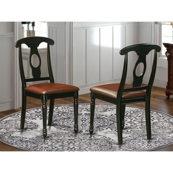 East West Furniture Kenley 38" Faux Leather Dining Chairs in Black (Set of 2)