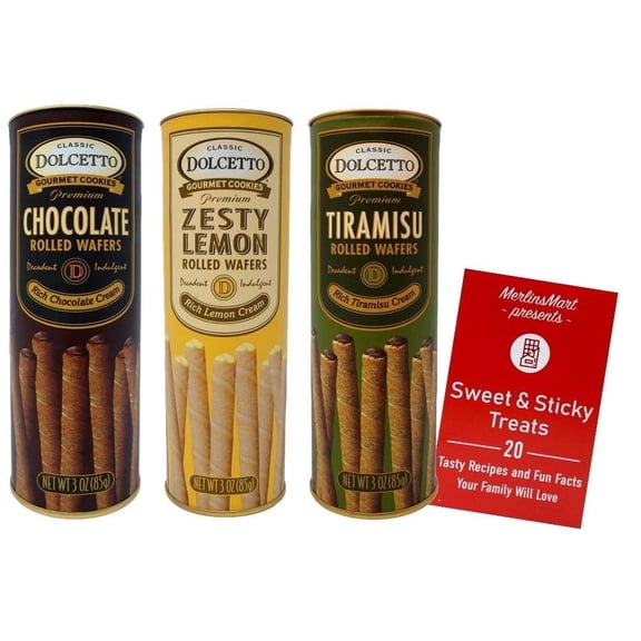 Premium Cream Filled Rolled Wafers | Gourmet Cookies Baked 3 Flavor Variety (1) Rich Chocolate, Zesty Lemon, Rich Tiramisu   MerlinsMart Zine | Dolcetto