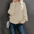 thumbnail image 6 of Pullover Sweaters for Women Oversized Crewneck Cable Knit Sweaters Fall Fashion Beige M, 6 of 6