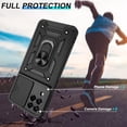 thumbnail image 4 of Samsung Galaxy M53 5G Case,Compatible with Samsung Galaxy M53 Case with HD Screen Protector with Slide Camera Cover, 360° Rotation Ring Kickstand [Military Grade] Case for Samsung M53 5G,Black, 4 of 7