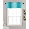 thumbnail image 3 of Turquoise Ombre Kitchen Valances for Windows Farmhouse Linen Window Valance Curtain for Living Room Window Treatment Modern Abstract Art Valance Rod Pocket Topper Drape, 42 x 12 Inch, 3 of 6