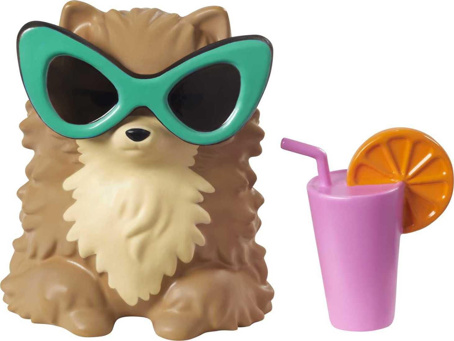 Barbie Extra Doll #7 in Top, Shorts & Furry Shrug with Pet Pomeranian, Long Pigtails with Rainbow Hair Ties, Outfit & Accessories, Multiple Flexible Joints, Gift for Kids 3 Years Old & Up