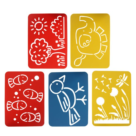 Pochoirs pour Enfants en PP Réutilisables et Durables pour Cartes Tissus Murs 5 Pcs Couleurs Assorties