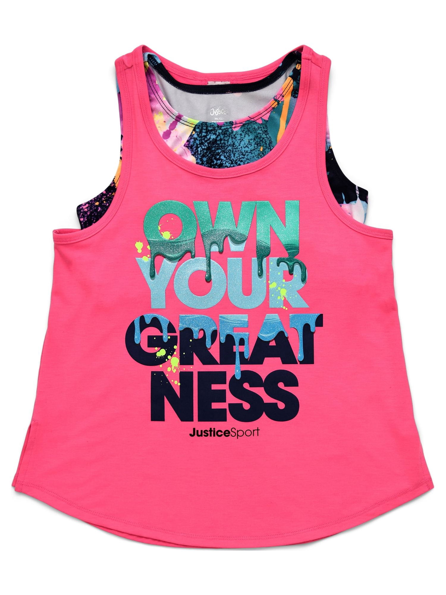 Justice Girls J-Sport Mesh Detail 2-Fer Tank Top, Sizes XS-XLP