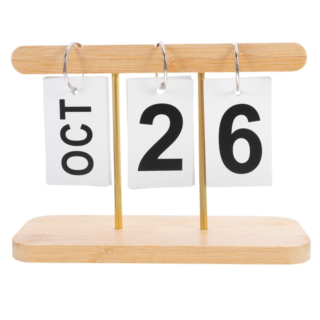 ETHZZLE Multi Color Bamboo Desktop Calendar Flip Design Perpetual Calendar for Office Decoration