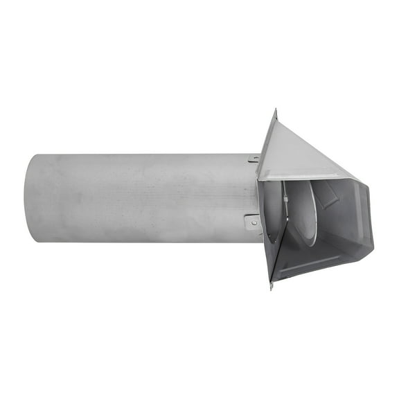 Lambro 4-In., 26-Gauge Paint-Grade Galvanized Wall Exhaust Hood Vent with Damper and 11-In. Pipe, EC-34400G-PG