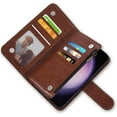 thumbnail image 5 of Phone Case for Samsung Galaxy S23 Plus S23+ 5G Wallet Cover with Tempered Glass Screen Protector and Flip Credit Card Holder Stand Cell S23plus 23S + S 23 23+ SM-S916U 6.6 inch Women Men Brown, 5 of 15