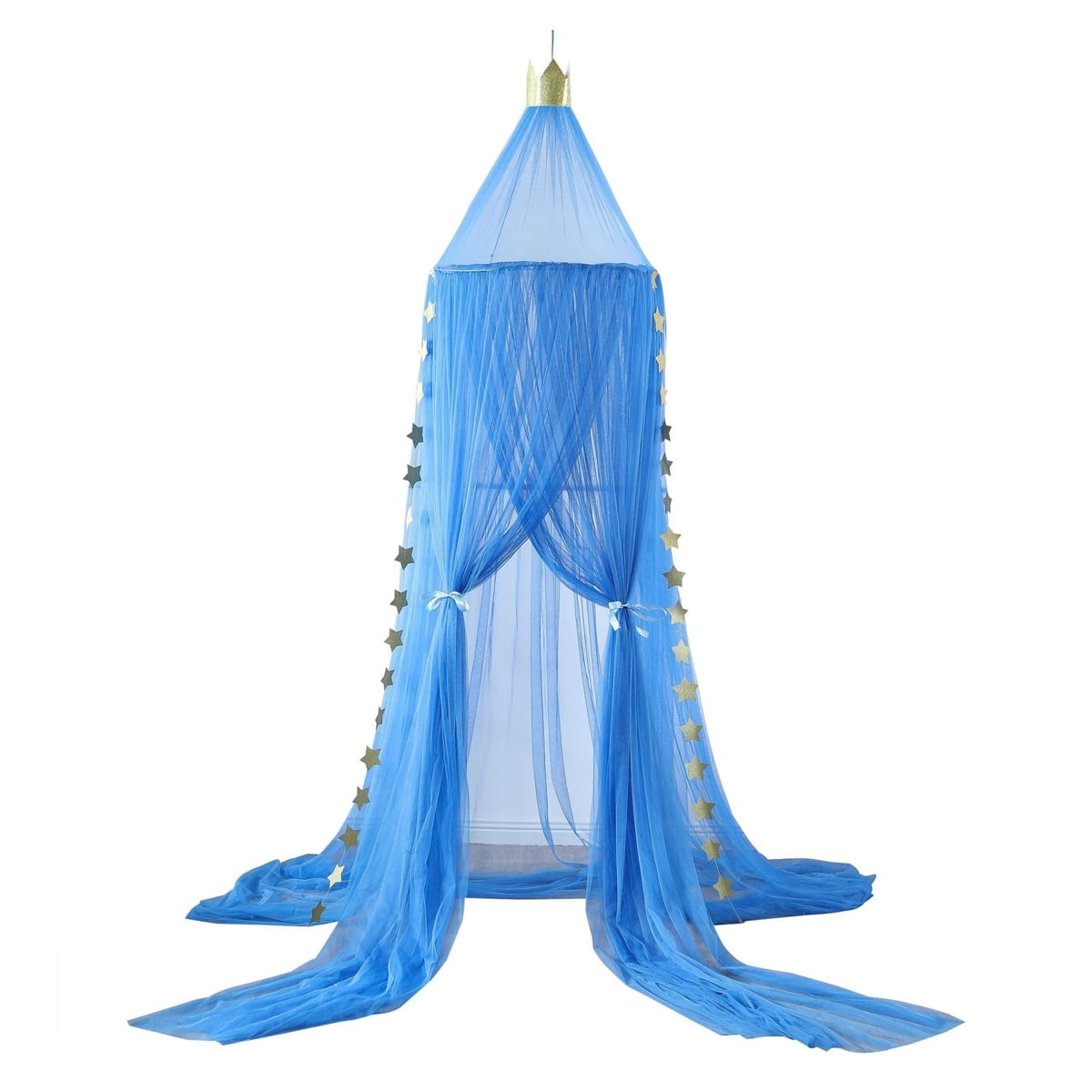 Bed Canopy with Stars for Girls, Hanging Bed Canopy Round Dome Reading Nook Bed Canopy for Kids
