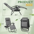 thumbnail image 2 of Homall Chaise de Patio Pliable à Gravité Zéro avec Porte-Gobelet, Fauteuil Inclinable d'Extérieur Réglable en Tissu Textilène, Chaise Longue Portable, Lot de 2, Gris, 2 of 7