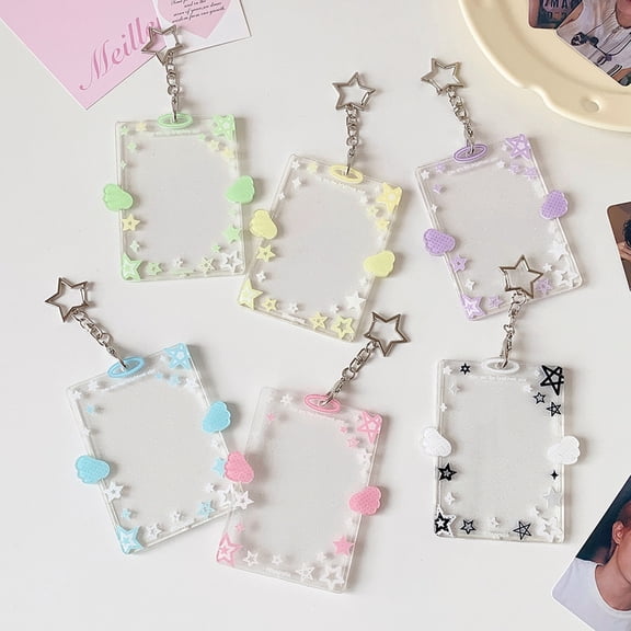 HonestMatter ID Badge Holder, Acrylic Card Holder with Keychain and Wing Design, Photo Card Holder for Credit ID Pass Student Display