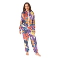 thumbnail image 2 of FORMRS Onesies Pajama for Adults Unisex Hoodie Winter Jumpsuit One Piece Sleepwear, Sizes S-2XL, Colorful Painted Flowers Pattern, 2 of 7