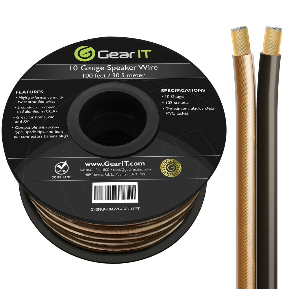 GearIT 10 Gauge Speaker Wire, Pro Series 10 Gauge AWG Car Speaker Cable