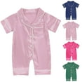 thumbnail image 1 of JDQJBZ Kid Girl Short Sleeve Romper Solid Color Cotton Sleepwear, 1 of 4