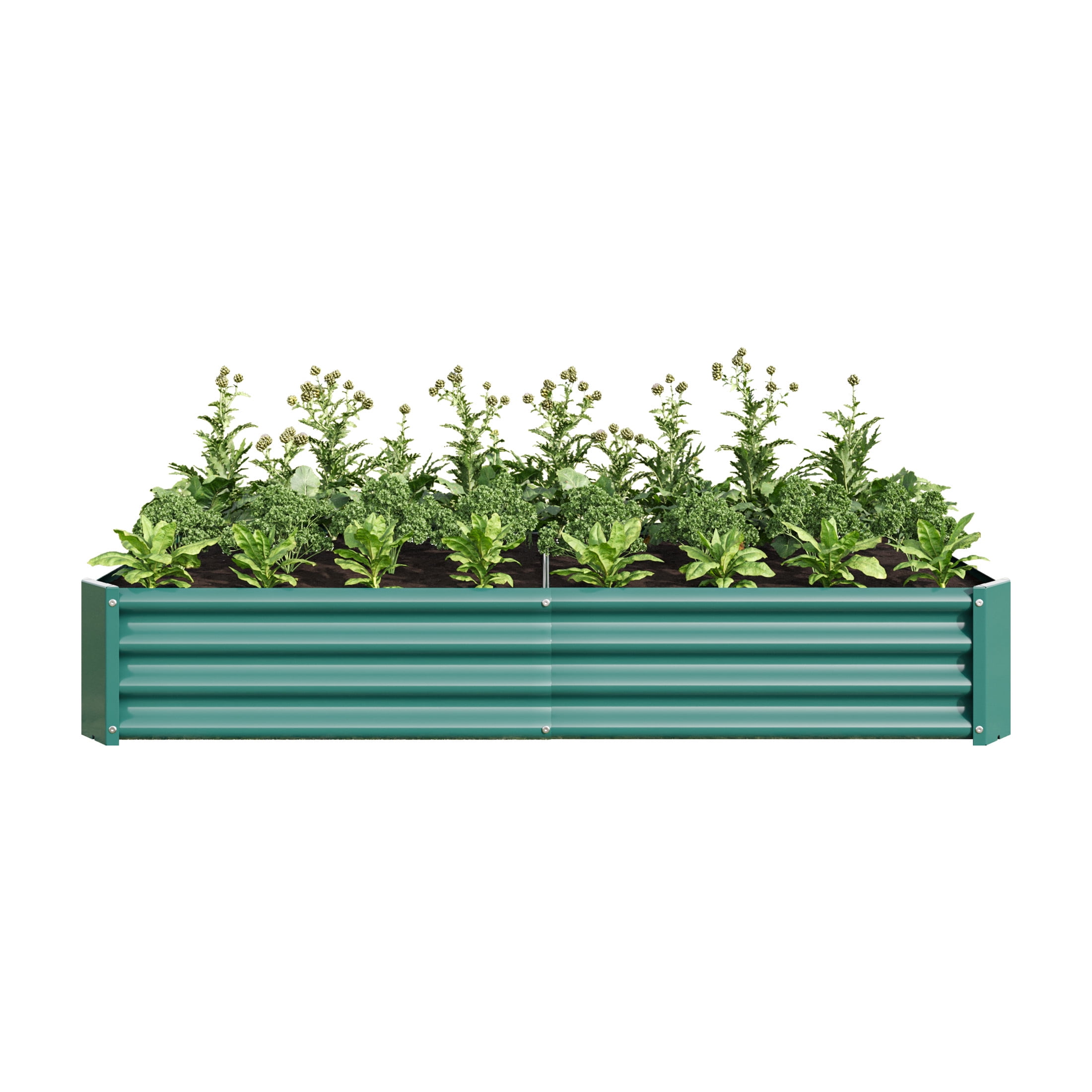Elio Outdoor Metal 6×3×x1ft Raised Garden Bed, 6FT Planter Box, Rust-Resistant, Open Bottom, Sturdy Design for Vegetables, Flowers, Herbs, Green