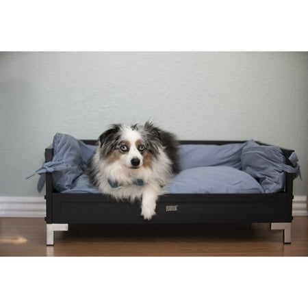 ECOFLEX® Manhattan Elevated Dog Bed, Memory Foam Cushion, Durable Composite Frame, Stainless Steel Legs & Spindles, Removable Cover, Espresso Black, Pets Up to 110 lbs.
