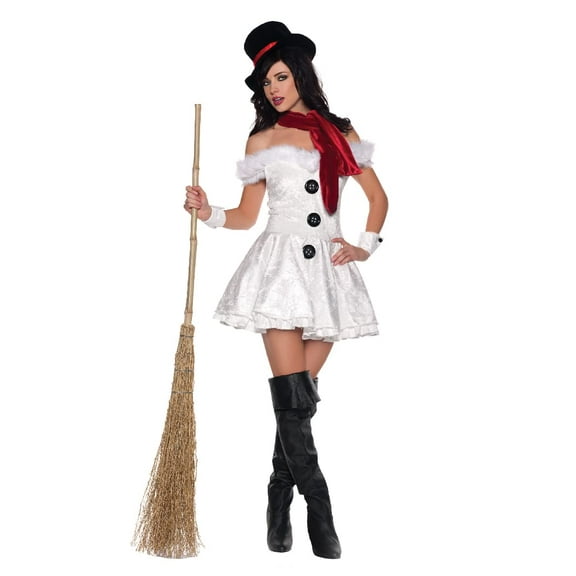UNDERWRAPS Women's Snow'd In Costume - Mini Dress with Attached Petticoat, Wrist Cuffs & Top Hat, Halloween Party Costume, Santa Cosplay Dress Up