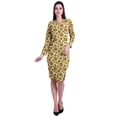 thumbnail image 3 of Moomaya Printed Full Sleeve Bodycon Dress for Women Scoop Neck Side Slit Casual Clothing, 3 of 8