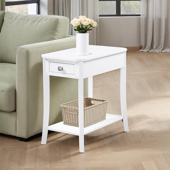 Convenience Concepts Designs2Go Ensenada 1 Drawer Chairside End Table with Shelf, White