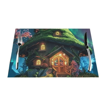 

Green building Table mat can be wiped dinner mat set felt can be wiped heat-resistant waterproof and non slip dinner mat rectangular thick mat