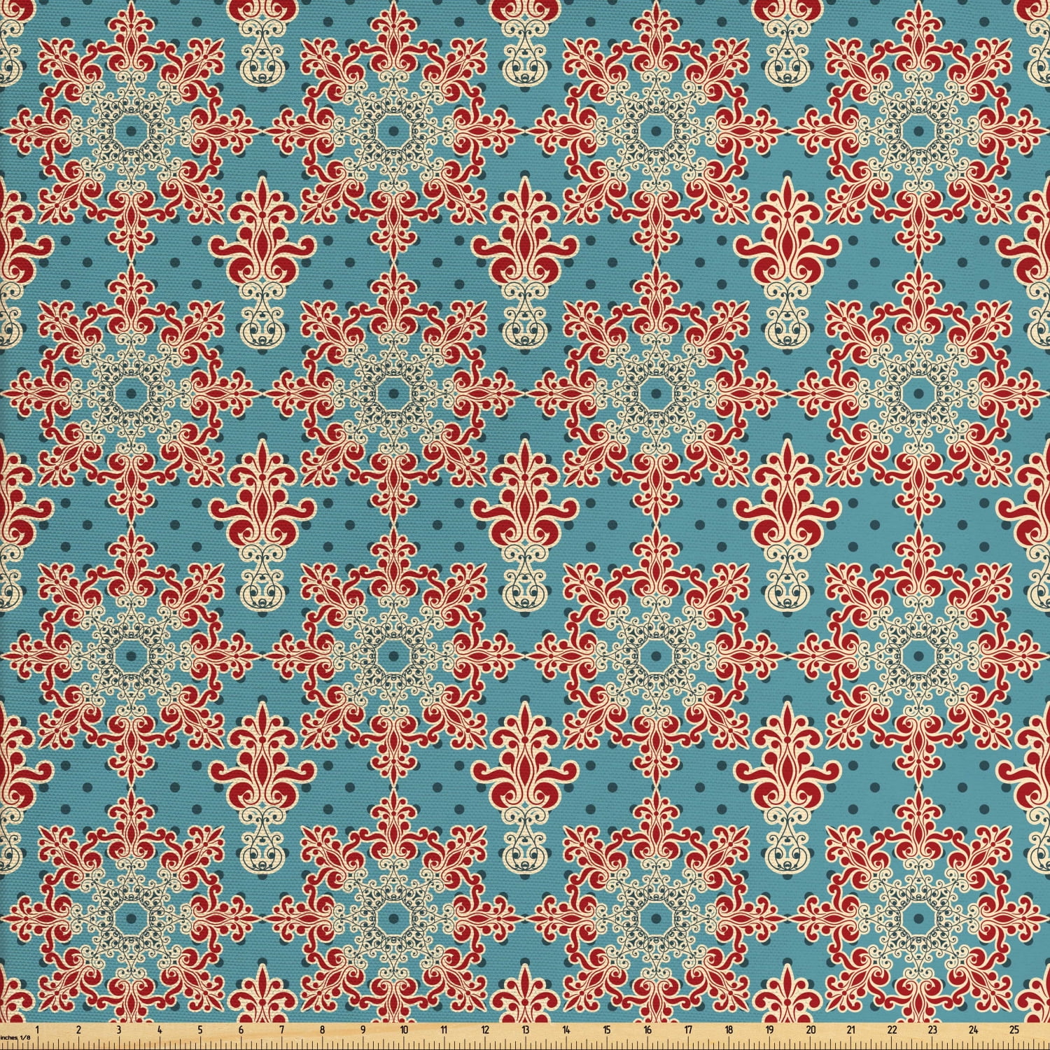 Oriental Upholstery Fabric by the Yard, Folk Motifs of Ethnic Tradition