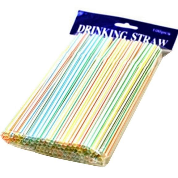 100Pcs/Pack 8 Inch Drinking Straws Multicolored Striped Bendable Flexible Elbow Straw for Party Beverage Supplies