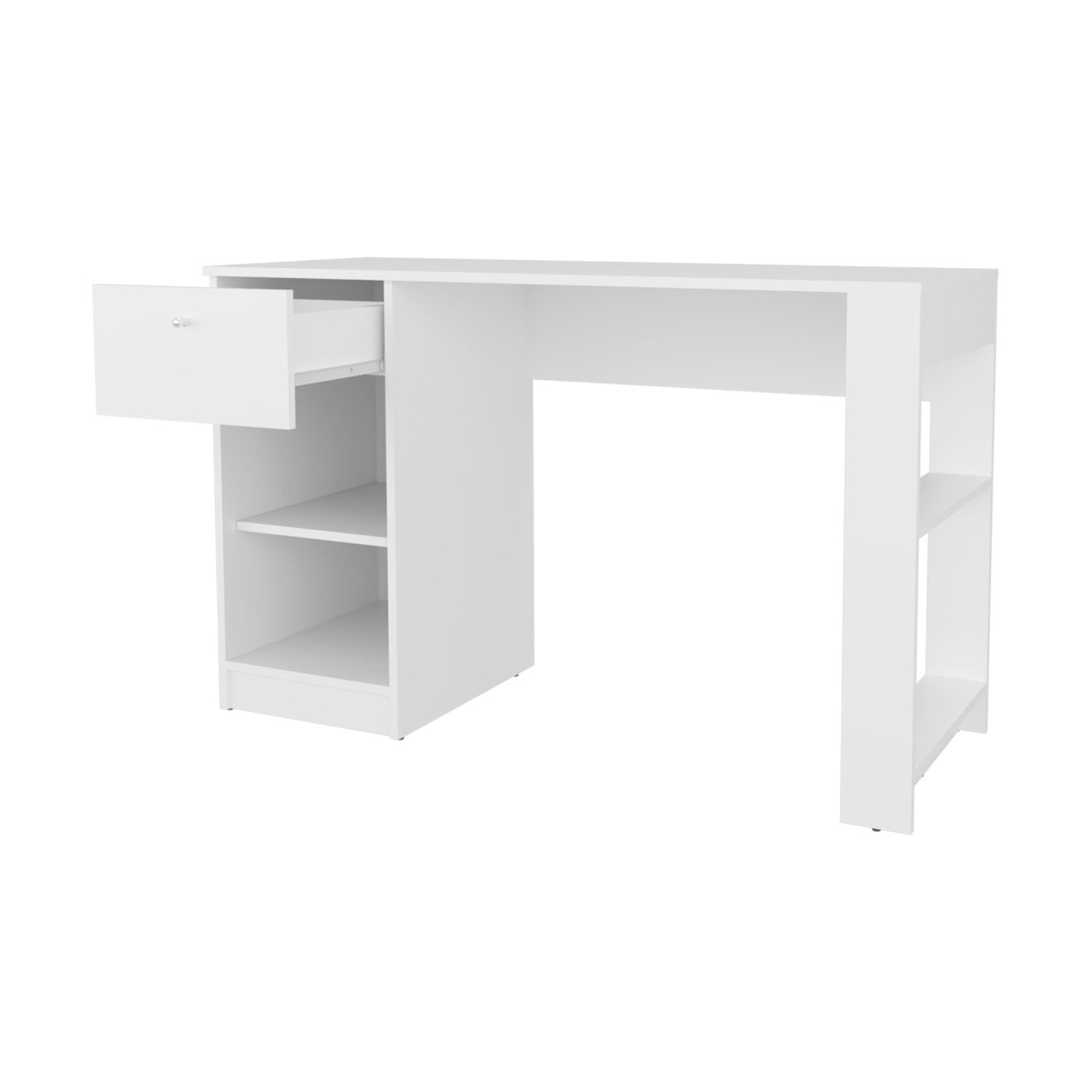 Computer Desk with Drawer and Two Open Shelves, 47.3 in Wide Rectangular Workstation for Home Office and Study, Assembly Required