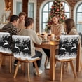 thumbnail image 5 of Merry Christmas Deer Chair Covers Set of 4 Winter Snowflake Reindeer Snow Black Chair Back Covers Stretch Removable Washable Slipcovers Protector for Dining Room Kitchen Party Decor, 5 of 5
