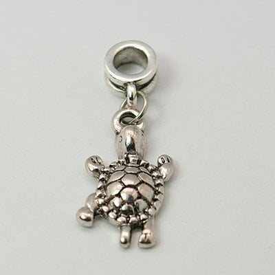 Buckets of Beads - Antique Silver Finish Turtle Dangle Charm Bead ...