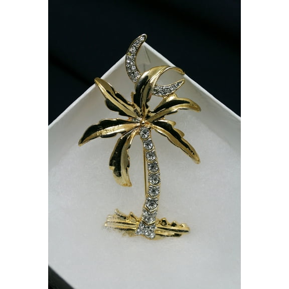 Just Love Jewels Rhinestone Palm Tree Pave Brooch Pin
