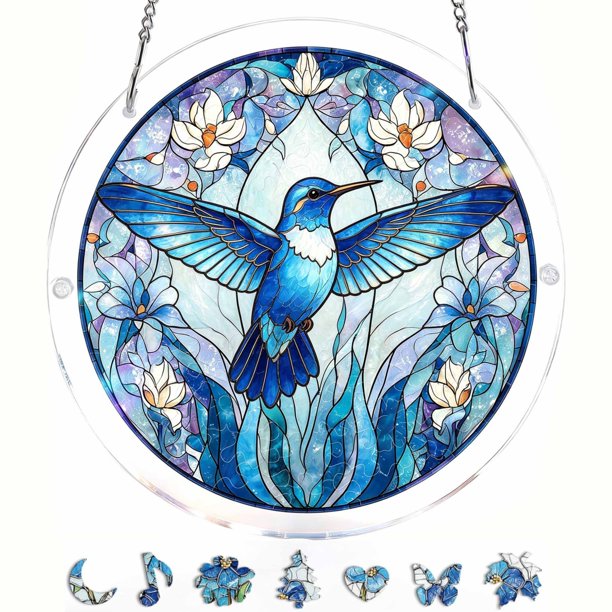 Acrylic Puzzles Suncatcher Window Hanging, Sun Catcher Acrylic Puzzles Garden Decoration for Women Men Mom Birthday Gift Home Decor