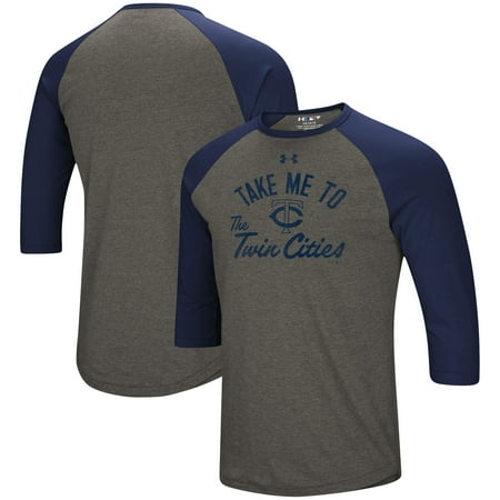 Raglan Performance Tee - Minnesota Twins Under Armour Heritage Performance Tri-Blend Raglan 3/4-Sleeve T-Shirt - Heathered Gray/Navy