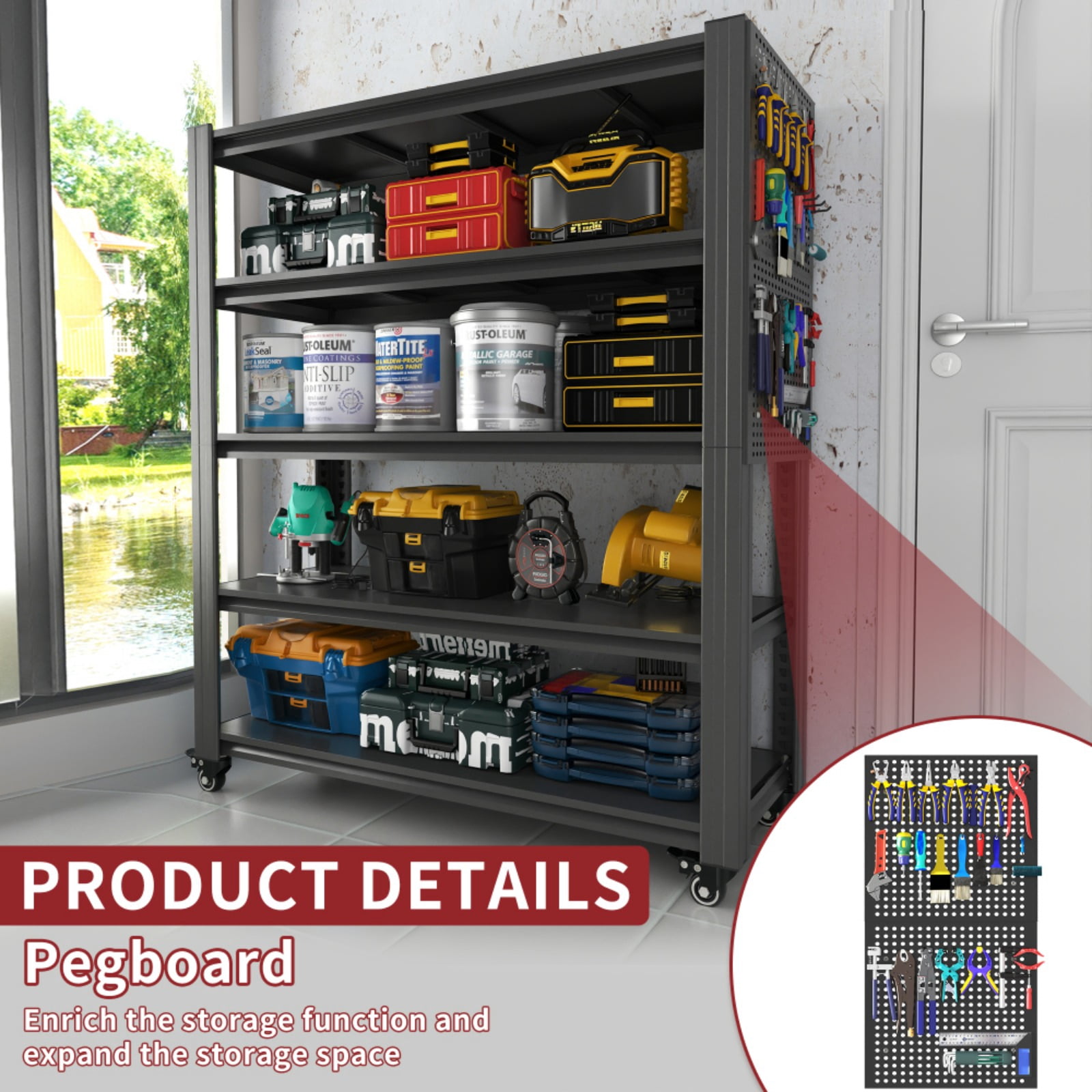 Metal Shelves for Storage Garage Shelving 2000LBS Heavy Duty Storage Shelves Adjustable Garage Shelf Industrial Shelving Unit Storage Utility Rack