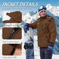 thumbnail image 5 of TACVASEN Men's Winter Waterproof Ski Jackets with Hooded Windproof Fleece Warm Snow Coat with Multi-Pockets For Hiking and Snowboarding Coffee S, 5 of 7