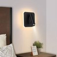 thumbnail image 3 of Luces de pared Luces de noche LED Luces de pared de hotel para interiores Luces de pared de cama Lámpara de pared de pasillo con interruptor de 3W + 10W (cuadrado) (cuadrado, negro), 3 of 5