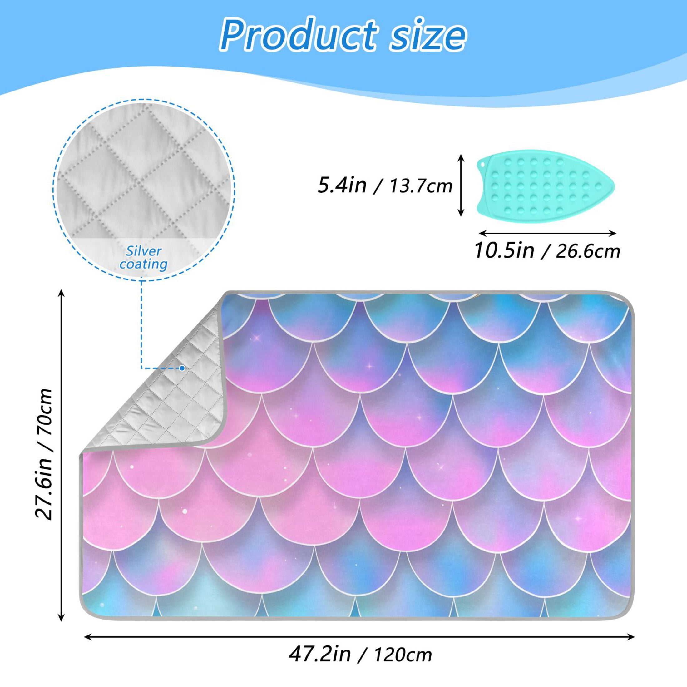 Fish Scales Gradient Color Ironing Mat Blanket Portable Travel Ironing Pad Heat Resistant Pad 47.2" x 27.6”