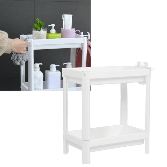 Bathroom Shelf, Slim Storage Cart, Freestanding Storage Rack Organizer Shelving Unit For Kitchen, Bathroom, Laundry, Narrow Places, White