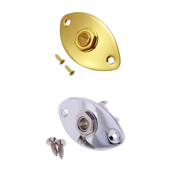 2 Pcs Electric Guitar Bass Output Jack Input Socket w/Screws Parts +Golden