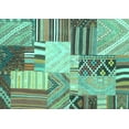 thumbnail image 1 of Ahgly Company Machine Washable Indoor Rectangle Patchwork Turquoise Blue Transitional Area Rugs, 2' x 5', 1 of 4
