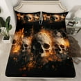 thumbnail image 2 of jejeloiu Gothic Skull Queen Sheet Sets,Halloween Skeleton Flat Sheet,Orange Black Gray Queen Fitted Sheet For Teens,Lightweight Room Decor,4 Pieces, 2 of 7