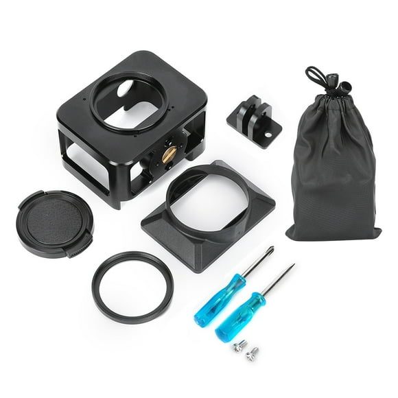 Camera Cage, Non Deformation Absorb Ultraviolet Lightweight Sports Cameras Cage With UV Filter Lens Hood For Aerial Photography