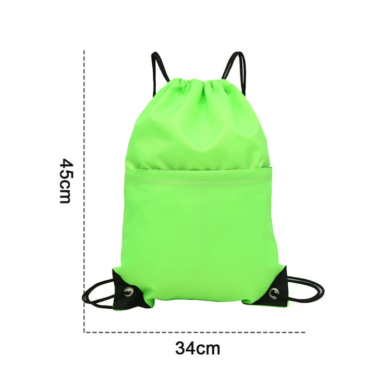 Drawstring Gym Bag, Waterproof Rucksack with Outside, Backpack for Sport,  PE, Swim, Beach, Yoga, Travel,green，G52436