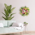 thumbnail image 3 of CC Christmas Decor Peony and Winter Jasmine Artificial Floral Spring Wreath - 24" - Green and Pink, 3 of 4