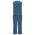 thumbnail image 5 of Gaecuw Loungewear for Women 2 Piece Set Plain Lounge Sets Plus Size Cotton Linen Loungerwear Sets V-Neck Sleeveless Tops Wide Leg Pant Jogger Sets Casual Activewear Blue 2XL, 5 of 6
