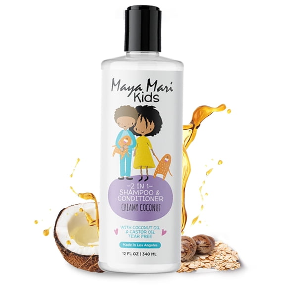 MAYA MARI Set de regalo para cabello rizado para niños | Champú y acondicionador 2 en 1 para niños, crema para rizos y acondicionador sin enjuague | Manteca de karité, control del encrespamiento sin l