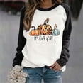 thumbnail image 2 of SwiftWear Women's Thanksgiving Pumpkin Print Sweatshirt - Fashion Raglan Long Sleeve Crewneck Top, Halloween Soft It's Fall Y'all Pullover Shirt Black, 2 of 4