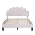 thumbnail image 5 of Full Size Upholstered Platform Bed with Flower Headboard,Velvet Bed Frame for Kids Boys Girls,Beige, 5 of 8