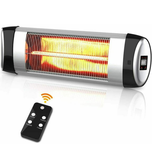 YouLoveIt Wall-Mounted Patio Heater Electric Infrared Heater Indoor/Outdoor Heater 1500W Remote Control, Outdoor Heater, 3 Heat Setting, for Restaurant, Patio, Backyard, Garage